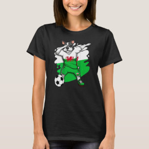 Dabbing French Bulldog Wales Soccer Fans Jersey Fo T-Shirt