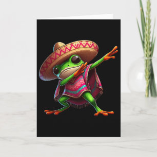 Dabbing Frog Sombrero Poncho Cinco De Mayo Mexican Card