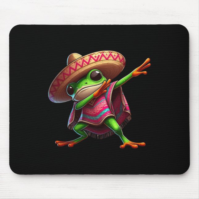 Dabbing Frog Sombrero Poncho Cinco De Mayo Mexican Mouse Pad (Front)