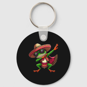 Dabbing Frog Sungles Sombrero Poncho Cinco De Mayo Key Ring