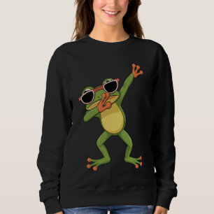 Dabbing Frog With Sunglasses Funny Pose Cool Frog Sweatshirt