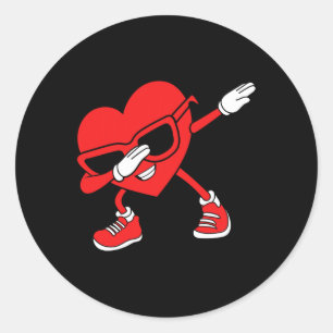 Dabbing Funny Heart Mens Kids Boys Is My Valentine Classic Round Sticker
