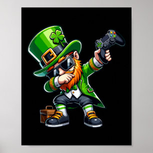 Dabbing Gamer Leprechaun Dab Dance St Pattys St Pa Poster