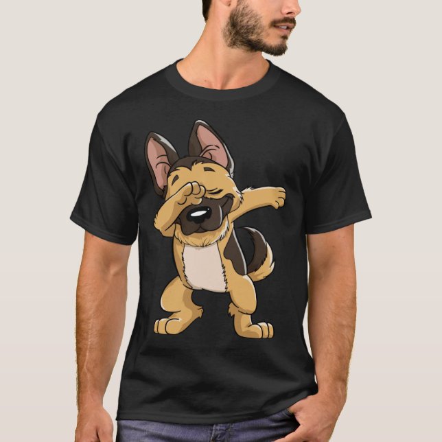 Dabbing German Shepherd Dog   Boys Kids Dab Dance T-Shirt (Front)