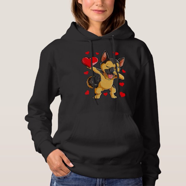 Dabbing German Shepherd Heart Valentines Day Boys  Hoodie (Front)