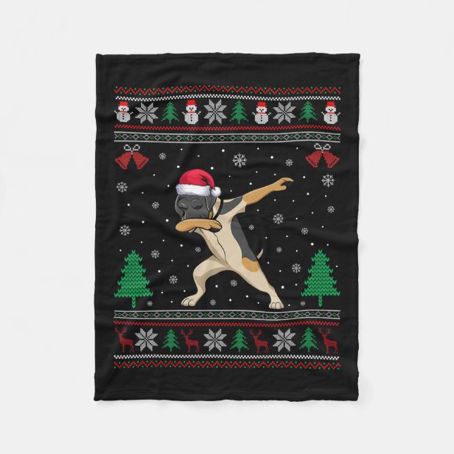 Dabbing German Shorthaired Pointer Dog Santa Hat C Fleece Blanket (Front)