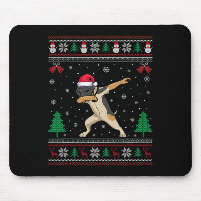 Dabbing German Shorthaired Pointer Dog Santa Hat C Mouse Pad (Front)
