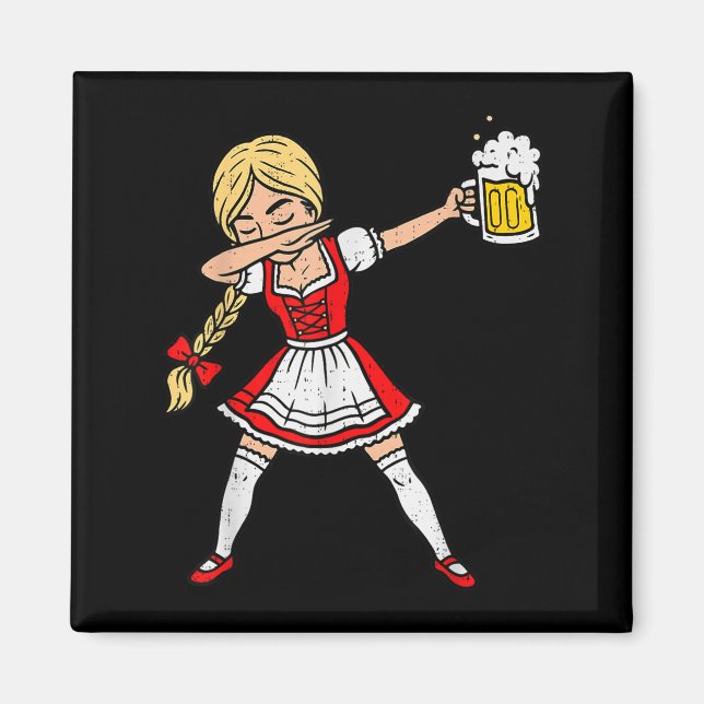 Dabbing German Women Lederhosen Drinking Beer  Magnet (Front)