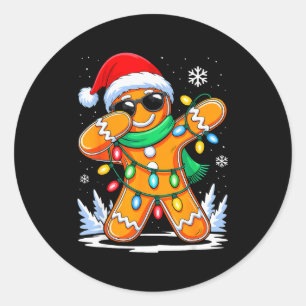 Dabbing Gingerbread Christmas Boys Girls Kids Funn Classic Round Sticker