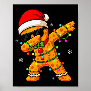 Dabbing Gingerbread Christmas Boys Girls Kids Funn Poster
