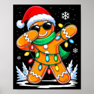 Dabbing Gingerbread Christmas Boys Girls Kids Funn Poster