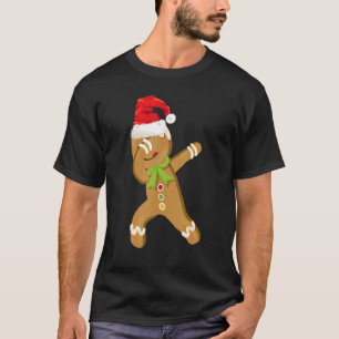 Dabbing Gingerbread Christmas Pajama Santa Hat Kid T-Shirt