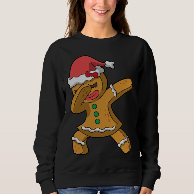 Dabbing Gingerbread Girl Christmas Women's Gift Sweatshirt (Front)