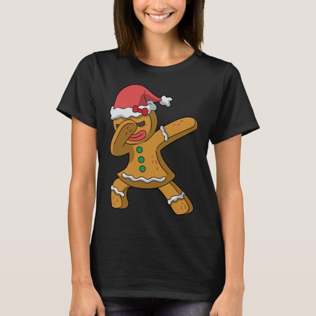 Dabbing Gingerbread Girl Christmas Women's Gift T-Shirt (Front)