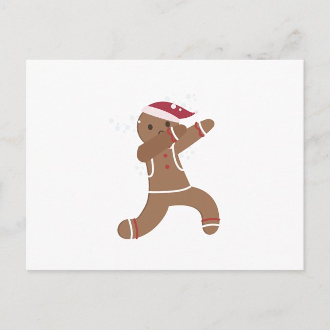 Dabbing Gingerbread Man christmas funny Holiday Postcard (Front)