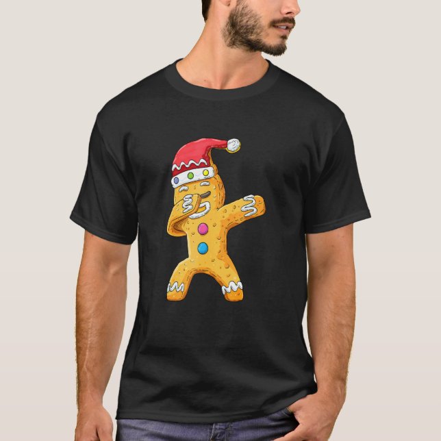 Dabbing Gingerbread Man  Dab Christmas Biscuit Gin T-Shirt (Front)