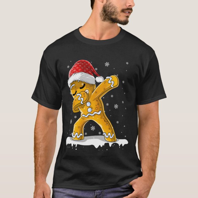 Dabbing Gingerbread Man Dab Christmas Biscuit T-Shirt (Front)