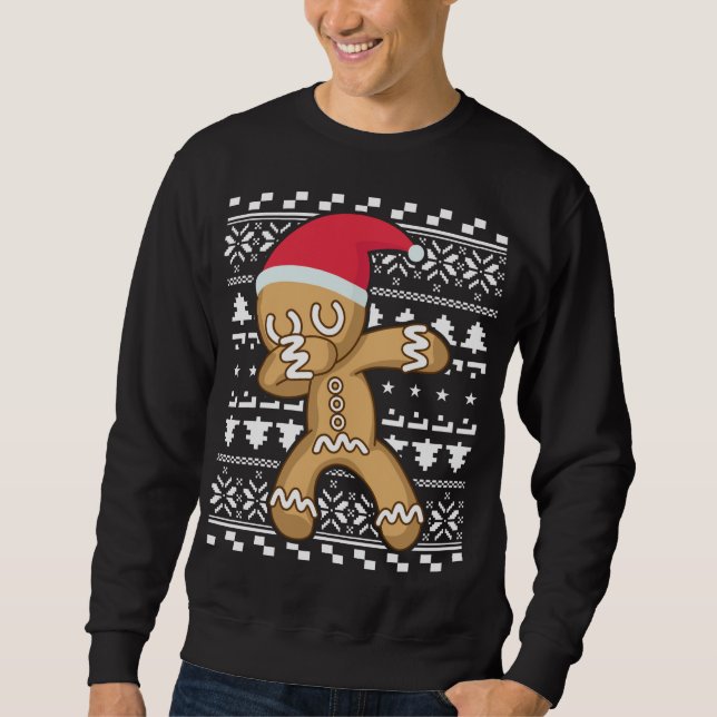 Dabbing Gingerbread Man Ugly Christmas Sweater (Front)