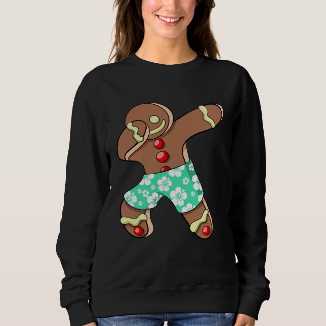 Dabbing Gingerbread Man Xmas Boy Christmas In July Sweatshirt (Front)