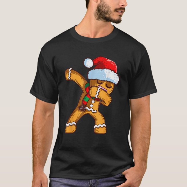 Dabbing Gingerbread Santa Christmas Kids Boys Danc T-Shirt (Front)