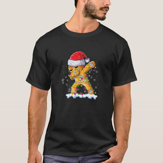 Dabbing Gingerbread Santa Christmas Kids Girls Wom T-Shirt (Front)