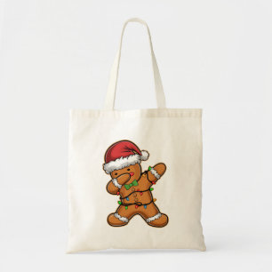 Dabbing Gingerbread Tree Light Christmas Tote Bag