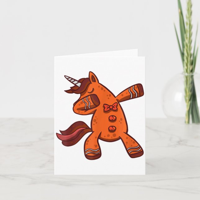 Dabbing Gingerbread Unicorn Cookie Christmas  Card (Front)