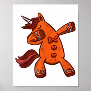 Dabbing Gingerbread Unicorn Cookie Christmas Poster
