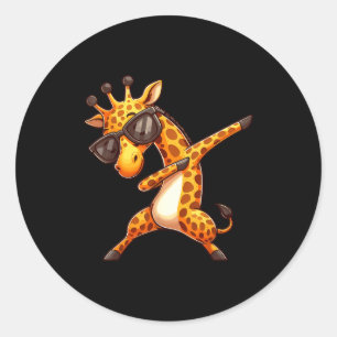 Dabbing Giraffe  Classic Round Sticker