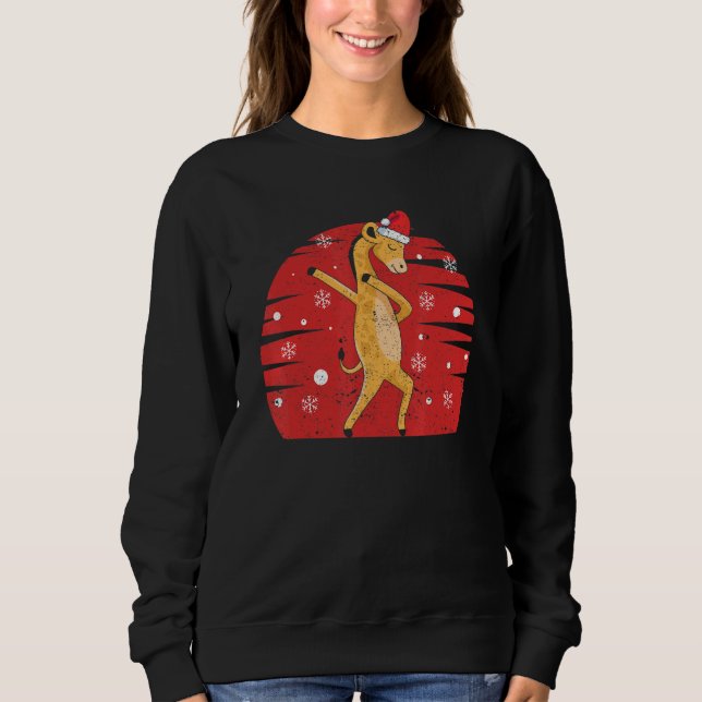 Dabbing Giraffe Santa Hat Christmas Zoo Animals Da Sweatshirt (Front)