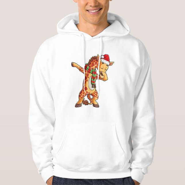 Dabbing Giraffe Santa T Shirt Christmas Kids Boys  (Front)