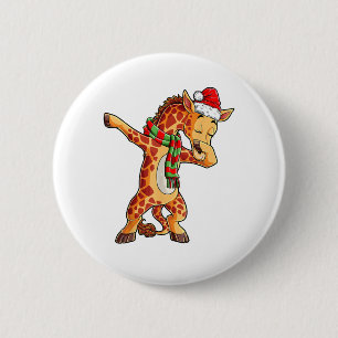Dabbing Giraffe Santa T Shirt Christmas Kids Boys 6 Cm Round Badge