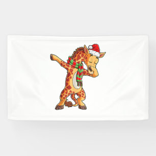 Dabbing Giraffe Santa T Shirt Christmas Kids Boys  Banner
