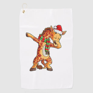 Dabbing Giraffe Santa T Shirt Christmas Kids Boys  Golf Towel