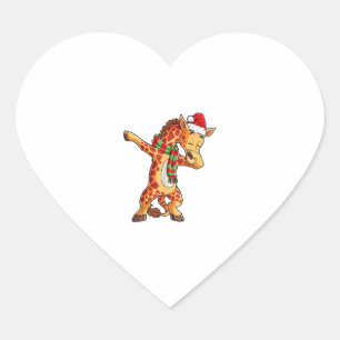 Dabbing Giraffe Santa T Shirt Christmas Kids Boys  Heart Sticker