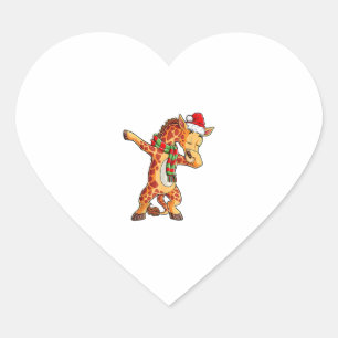 Dabbing Giraffe Santa T Shirt Christmas Kids Boys  Heart Sticker