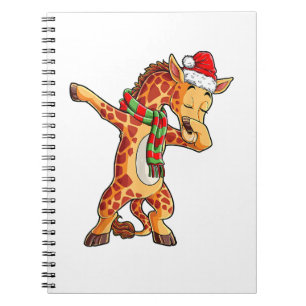 Dabbing Giraffe Santa T Shirt Christmas Kids Boys Notebook