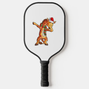 Dabbing Giraffe Santa T Shirt Christmas Kids Boys Pickleball Paddle