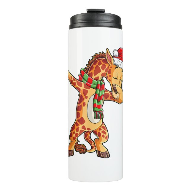 Dabbing Giraffe Santa T Shirt Christmas Kids Boys  Thermal Tumbler (Front)