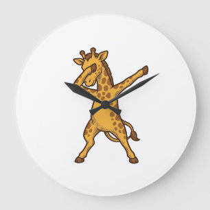 Dabbing Giraffe Vintage Engraving T-Shirt Design_1 Large Clock