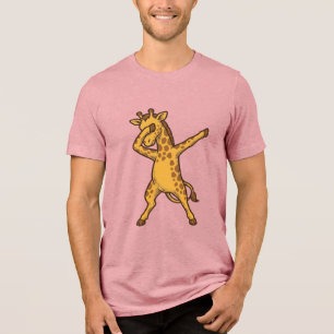 Dabbing Giraffe Vintage Engraving T-Shirt Design_1 Tri-Blend Shirt