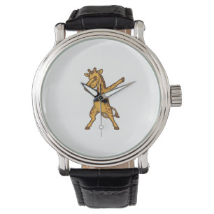 Dabbing Giraffe Vintage Engraving T-Shirt Design_1 Watch