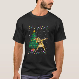 Dabbing Giraffe Xmas Tree Lights Ugly Christmas Sw T-Shirt