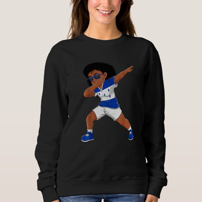 Dabbing Girl Hondurans Honduras Flag Kids Dab Danc Sweatshirt (Front)