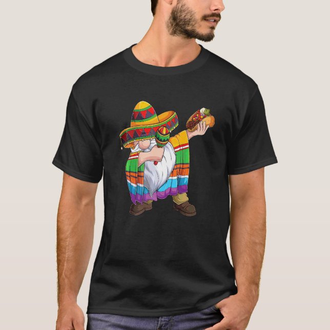 Dabbing Gnome Cinco De Mayo Fiesta Taco Sombrero P T-Shirt (Front)