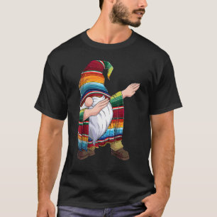 Dabbing Gnome Cinco De Mayo Poncho Mexican Serape T-Shirt