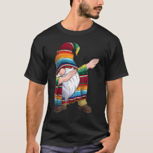 Dabbing Gnome Cinco De Mayo Poncho Mexican Serape  T-Shirt