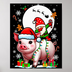 Dabbing Gnome On G Christmas Santa Colorful Lights Poster