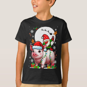 Dabbing Gnome On G Christmas Santa Colorful Lights T-Shirt