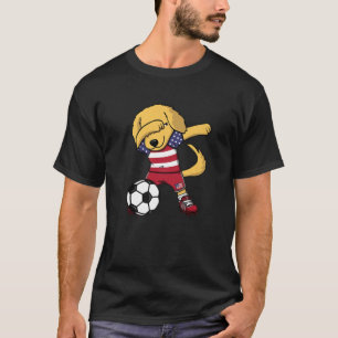 Dabbing Golden Retriever America Soccer USA Flag F T-Shirt
